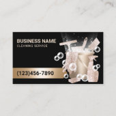 Hausreinigung Moderne Black & Gold Blasen Visitenkarte (Vorderseite)