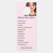 Hausreinigung Moderne Frau Rosa Türanhänger (Rückseite)