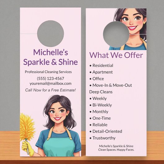 Hausreinigung Moderne Frau Rosa Türanhänger