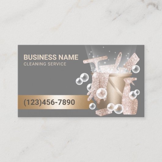 Hausreinigung Moderne Gold Sauberkeit Visitenkarte (Vorderseite)