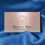 Hausreinigung Moderne Rose Gold House & Mop Logo Visitenkarte<br><div class="desc">Hausreinigung Moderne Rose Gold House & Mop Logo Business Card.</div>