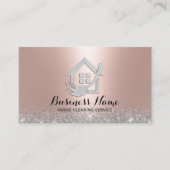 Hausreinigung Moderne Rose Gold & Silber Glitzer Visitenkarte (Vorderseite)
