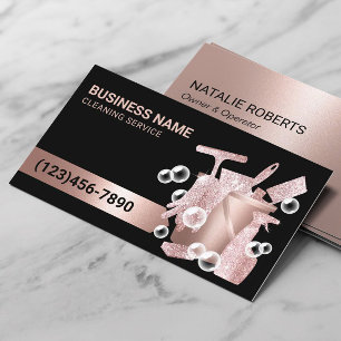 Hausreinigung Moderne Rose Goldblasen Visitenkarte