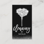 Hausreinigung Moderne Silbermädchen Feather Duster Visitenkarte (Vorderseite)