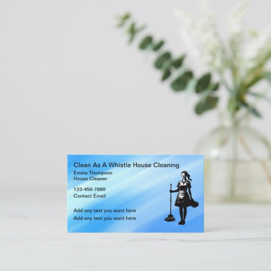 Hausreinigung Moderne Visitenkarten Visitenkarte (Stehend Vorderseite)