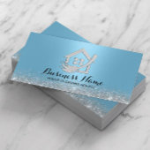 Hausreinigung Modernes Light Blue House & Mop Logo Visitenkarte