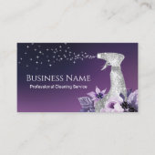 Hausreinigung Modernes Silber Spray Lila floral Visitenkarte (Vorderseite)