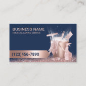 Hausreinigung Navy & Rose Gold Glitzer Visitenkarte (Vorderseite)