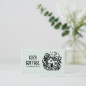 Hausreinigung Niedliche Hütte Art QR Code Visitenkarte (Stehend Vorderseite)