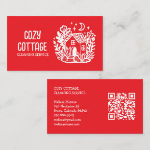 Hausreinigung Niedliche Hütte Art QR Code Visitenkarte