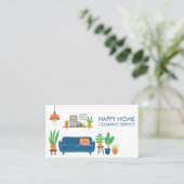 Hausreinigung Niedliches Wohnzimmer Art QR Code Visitenkarte (Stehend Vorderseite)