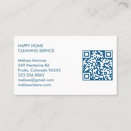 Hausreinigung Niedliches Wohnzimmer Art QR Code Visitenkarte (Rückseite)