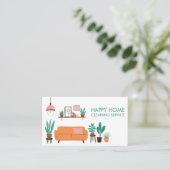 Hausreinigung Niedliches Wohnzimmer Art QR Code Visitenkarte (Stehend Vorderseite)