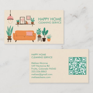 Hausreinigung Niedliches Wohnzimmer Art QR Code Visitenkarte