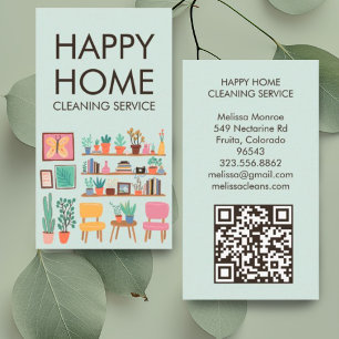 Hausreinigung Niedliches Wohnzimmer Art QR Code Visitenkarte
