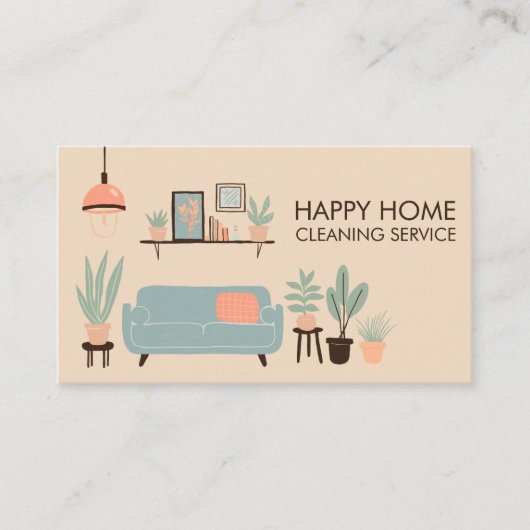 Hausreinigung Niedliches Wohnzimmer Art QR Code Visitenkarte (Vorderseite)