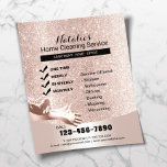 Hausreinigung Pinselstrich Rose Gold Glitzer Flyer<br><div class="desc">Hausreinigung Moderne Blush Rose Gold Glitzer Flyer.</div>