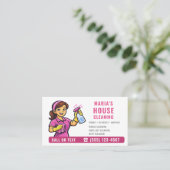 Hausreinigung Rosa Visitenkarte (Stehend Vorderseite)