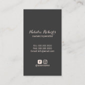 Hausreinigung Rose Gold Feather Duster Dunkelgrau Visitenkarte (Rückseite)