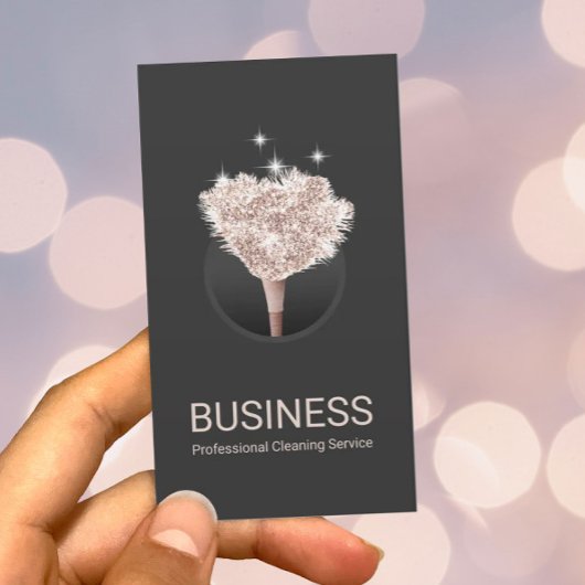 Hausreinigung Rose Gold Feather Duster Dunkelgrau Visitenkarte