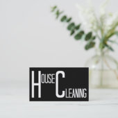 Hausreinigung Schwarz und Weiß Visitenkarte (Stehend Vorderseite)