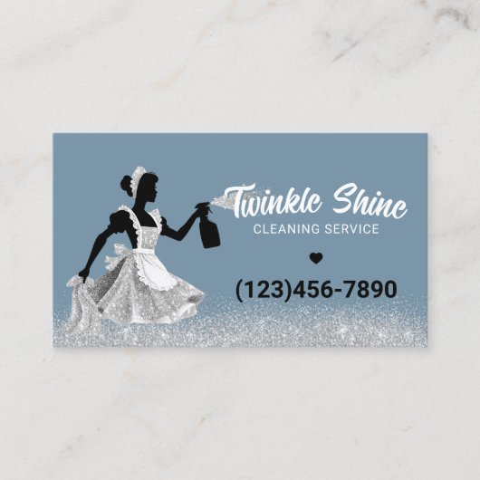 Hausreinigung Silver Maid Dusty Blue Visitenkarte (Vorderseite)