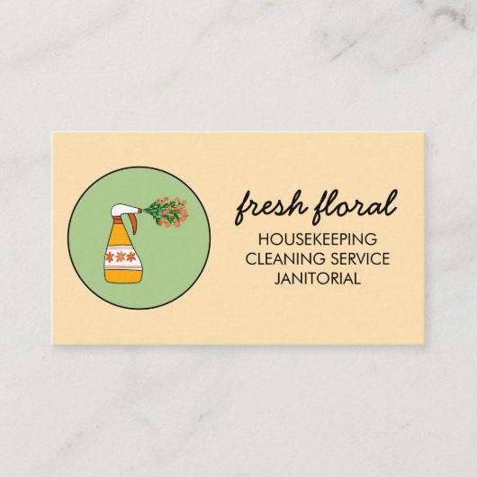 Hausreinigung Spray Flasche Flor Logo Visitenkarte (Vorderseite)