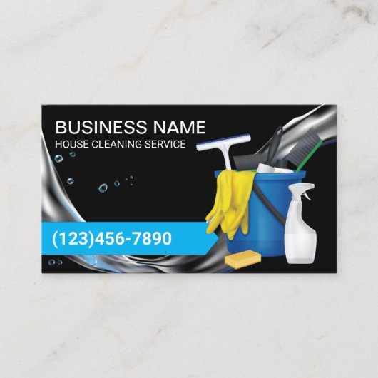 Hausreinigung Wasser fließt schwarz Visitenkarte (Vorderseite)