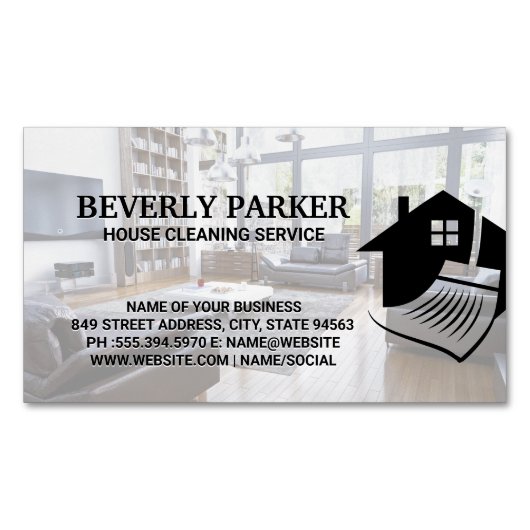 Hausreinigung | Wohnzimmer Magnetische Visitenkarte (Vorderseite)