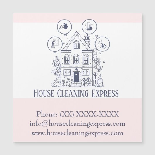 Hausreinigung Zuhause Services Charming Business C Magnetkarte (Vorderseite)