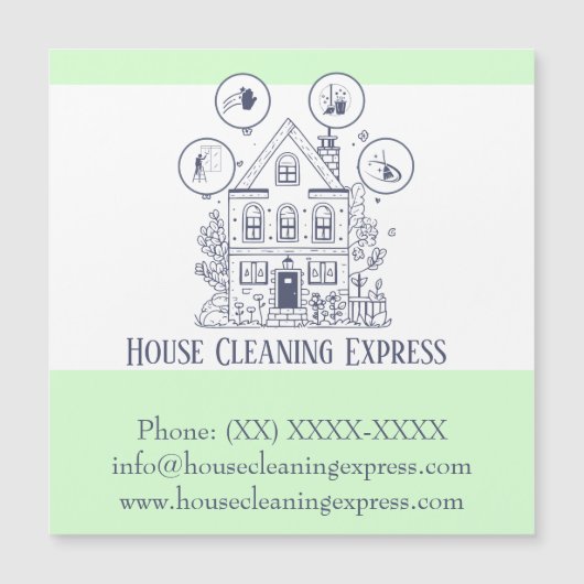 Hausreinigung Zuhause Services Charming Business C Magnetkarte (Vorderseite)