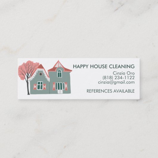 Hausreinigung Zuhause Services Charming Niedlich Mini Visitenkarte (Rückseite)