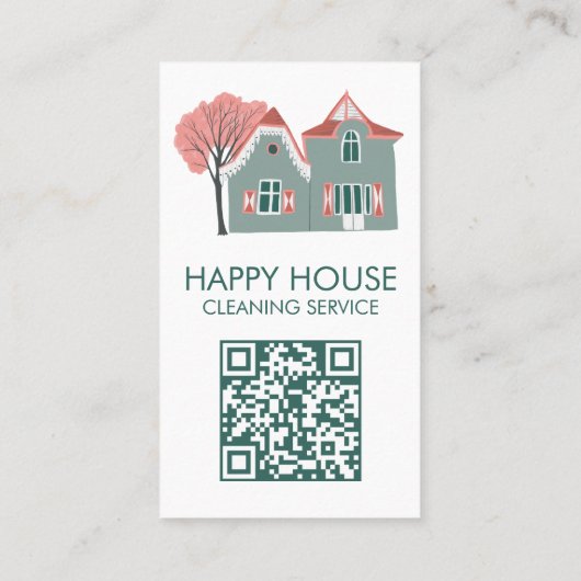 Hausreinigung Zuhause Services Charming QR Code Visitenkarte (Rückseite)