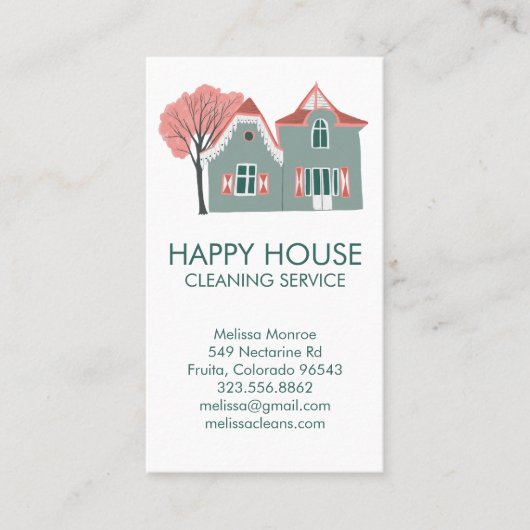 Hausreinigung Zuhause Services Charming QR Code Visitenkarte (Vorderseite)