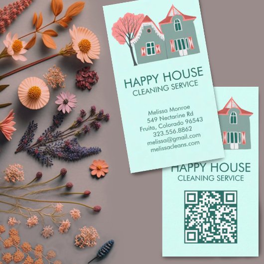 Hausreinigung Zuhause Services Charming QR Code Visitenkarte