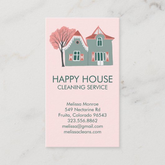 Hausreinigung Zuhause Services Charming QR Code Visitenkarte (Vorderseite)