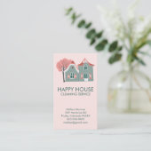 Hausreinigung Zuhause-Services Charming Rosa Grün Visitenkarte (Stehend Vorderseite)