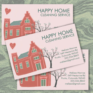 Hausreinigung Zuhause-Services Charming Rosa Grün Visitenkarte