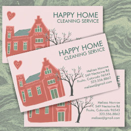 Hausreinigung Zuhause-Services Charming Rosa Grün Visitenkarte