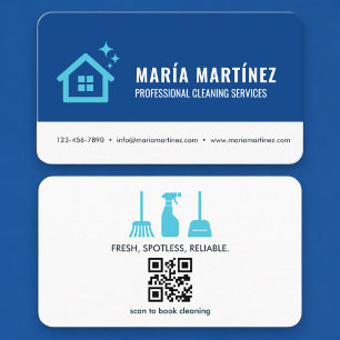 Hausreinigungs-Blauer QR-Code Visitenkarte