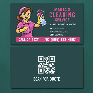 Hausreinigungs-QR-Code Türkisgrün Pink Visitenkarte