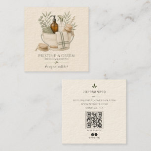 Hausreinigungsdienst QR Code Quadratische Visitenkarte