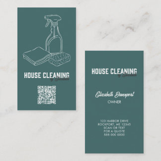 Hausreinigungsdienst Teal Modern QR-Code Visitenkarte