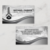 Hausschlüssel-Logo | Marmorstone-Visitenkarte Visitenkarte (Vorne/Hinten)