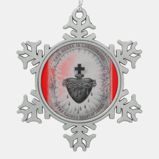 Haussegenverzierung Schneeflocken Zinn-Ornament (Vorderseite)