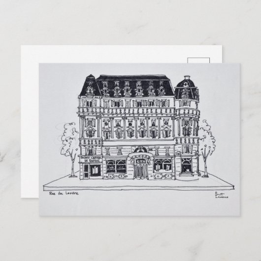 Haussmann Architecture | Rue du Louvre, Paris Postkarte (Vorne/Hinten)