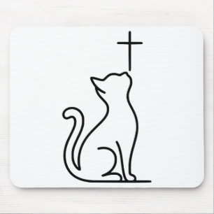Haust Katzen lieben Jesus Sei glücklich Heiland  Mousepad