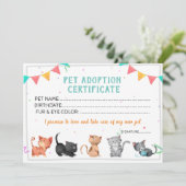 Haustier Adoption Certificate Vorlage (Stehend Vorderseite)