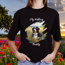 Haustier Berner Walking Buddy Schwarz Personalisie T-Shirt
