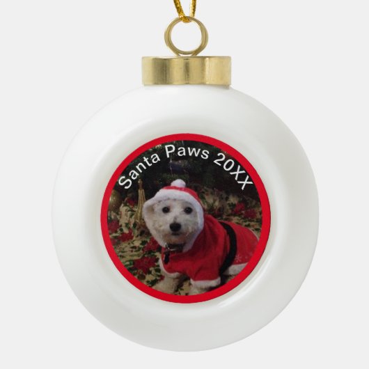 Haustier-Dekoration! Santa Paws Spaß! Keramik Ball Kugel-Ornament (Vorderseite)